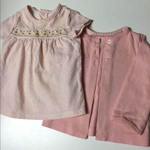 Carter’s Dress and cardigan set. Light pink/white